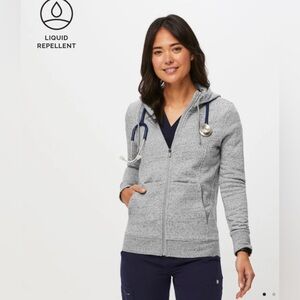 Figs Heather Gray Zip-Up Hoodie